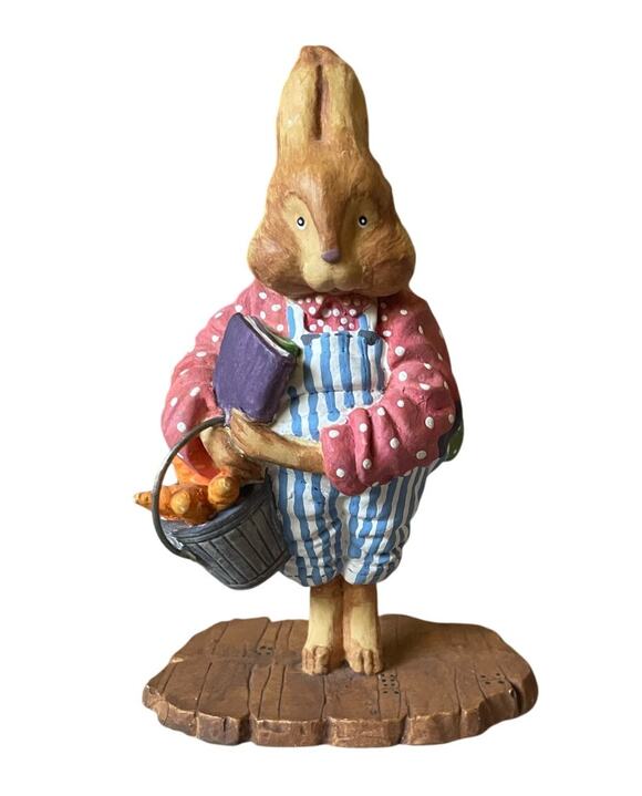 Dept 56 Other - Dept 56 General Store School Girl Bunny Rabbit Bucket Carrots School Book 5 inch